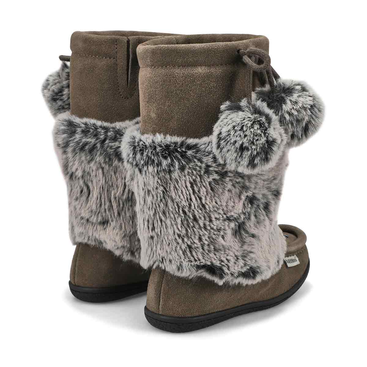 Girls' Niska 6 Jr Faux Rabbit Fur SoftMocs - Grey