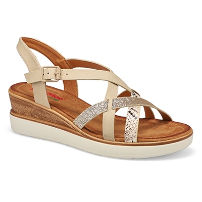Lds Nora 93 Vegan Wedge Sandal - White Multi