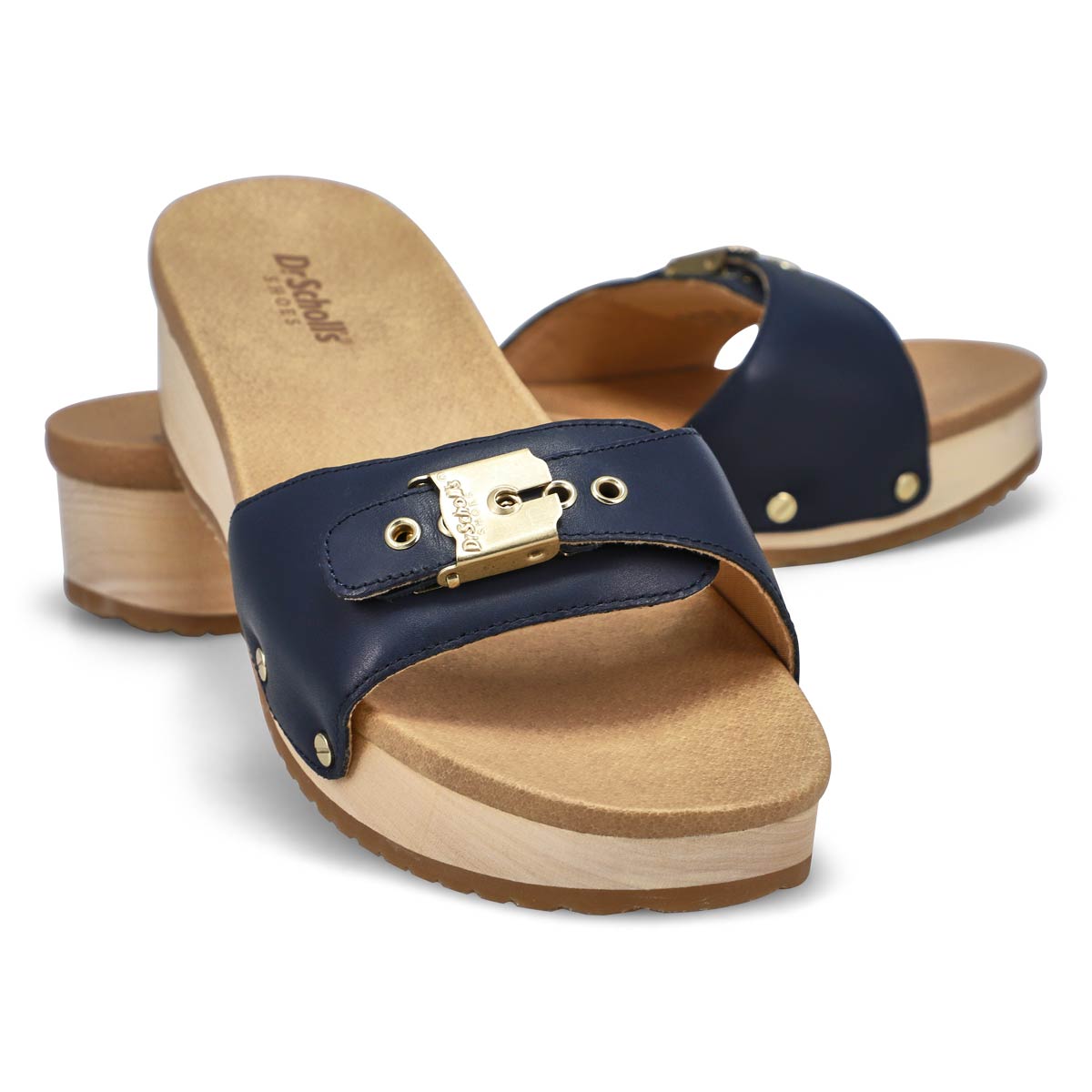 Claquette en cuir ORIGINAL TOO LEATHER, marine, femmes
