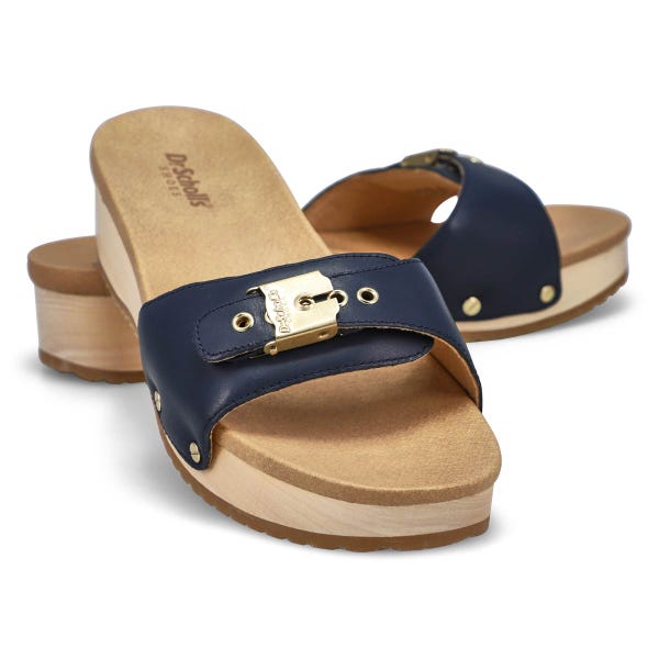 Claquette en cuir ORIGINAL TOO LEATHER, marine, femmes