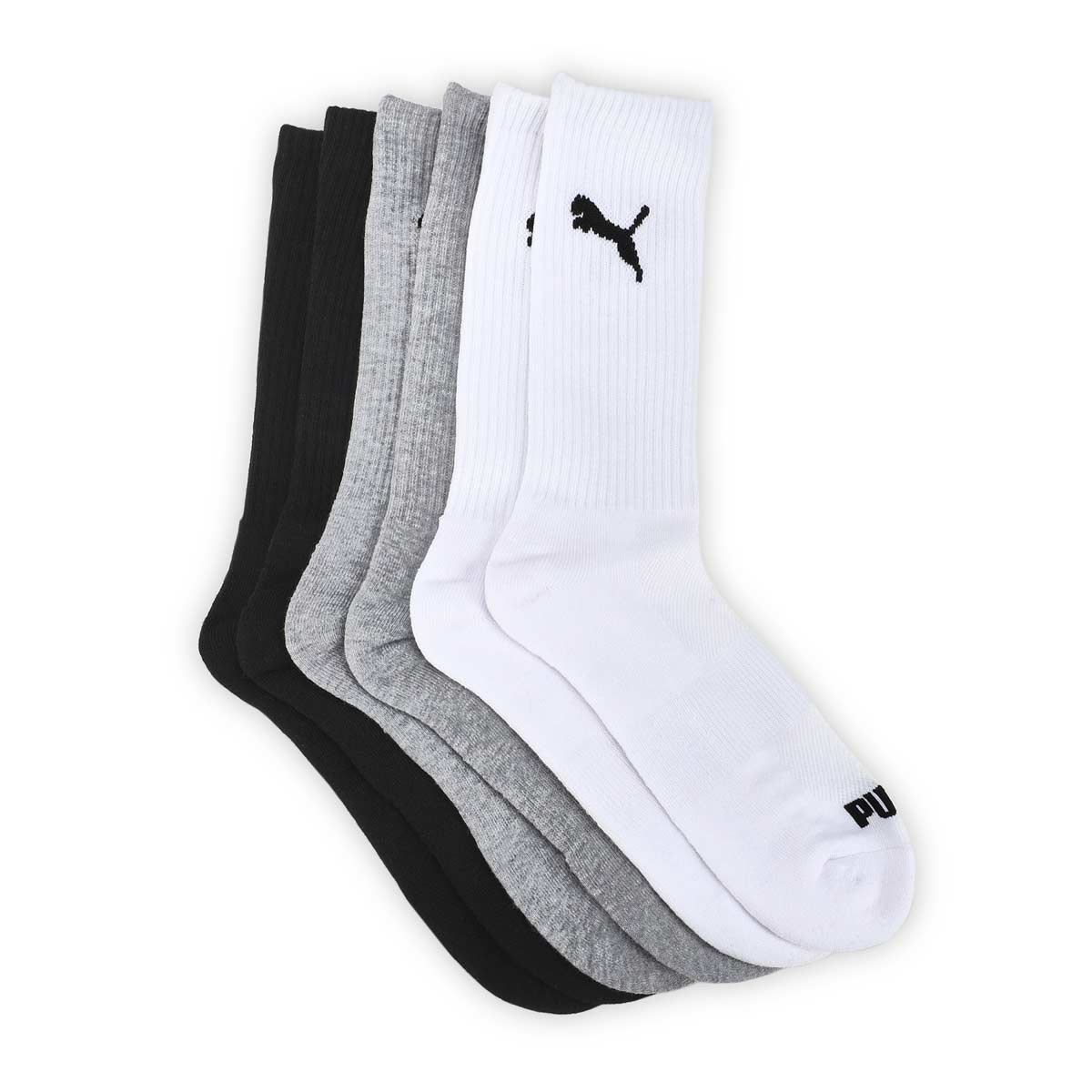 Men's Core Basics Crew Sock 6 Pack - White/Black/Grey