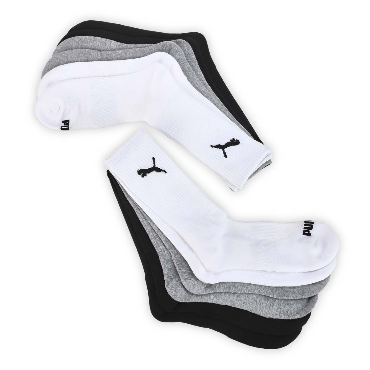 Men's Core Basics Crew Sock 6 Pack - White/Black/Grey