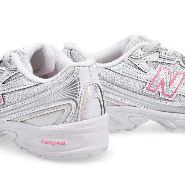 Espadrille à enfiler 740 pour enfants - Argent métallisé/Rose vif