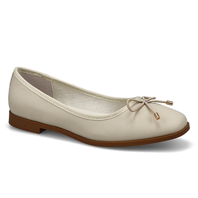 Lds Paislee Leather Ballerina Flat - Chalk