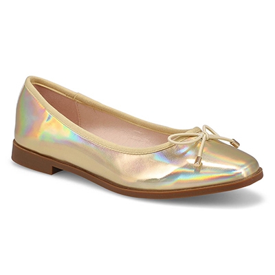 Lds Paislee-M Leather Ballerina Flat - Gold