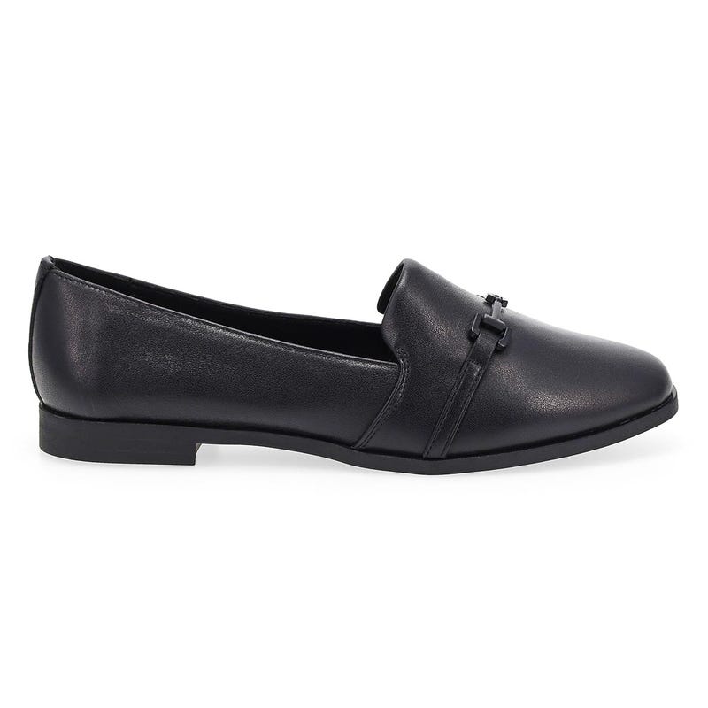 Women's  Peyton Bit Leather Slip On Flat - Black