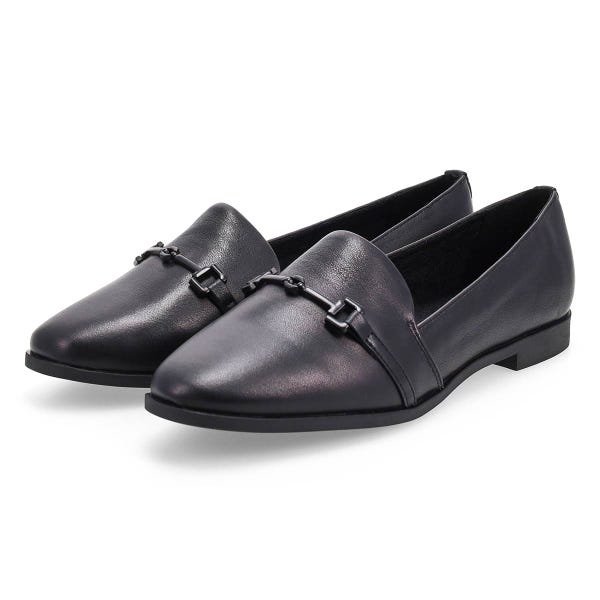 Women's  Peyton Bit Leather Slip On Flat - Black