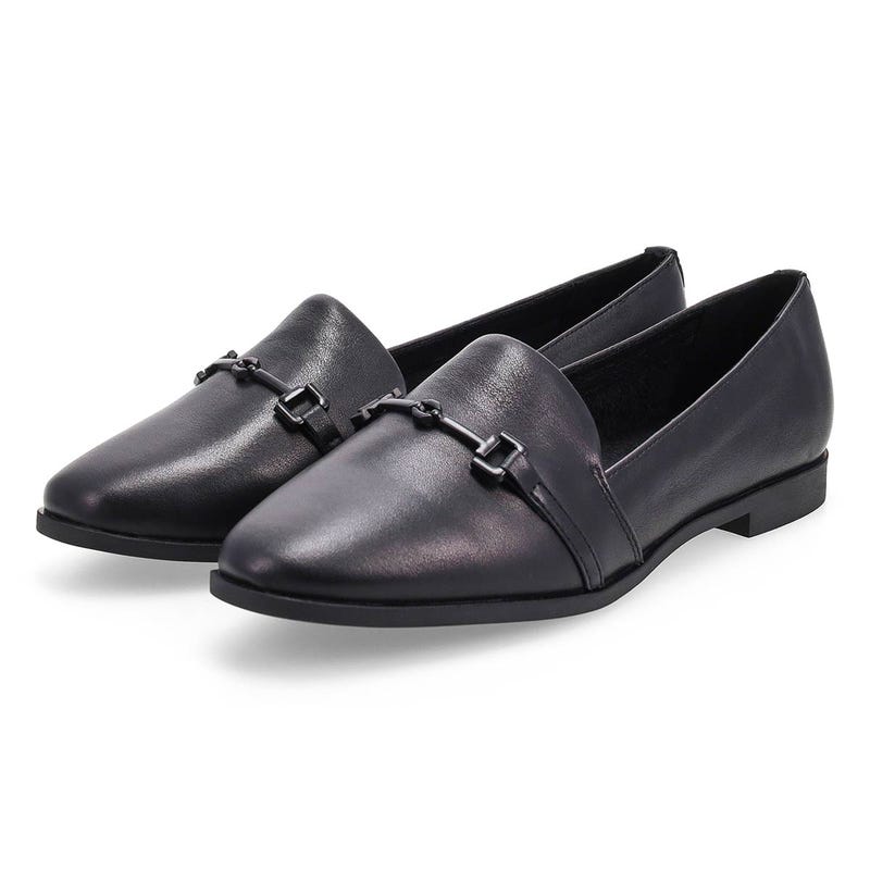 Women's  Peyton Bit Leather Slip On Flat - Black