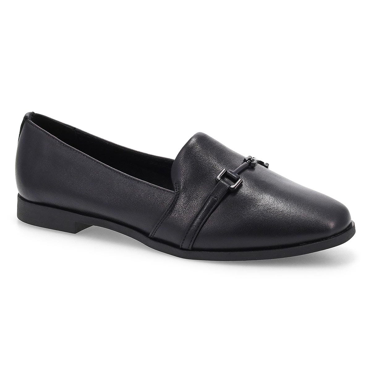 Women's Peyton Bit Leather Slip On Flat - Black