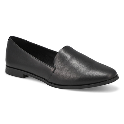 Lds Peyton Leather Slip On Flat - Black