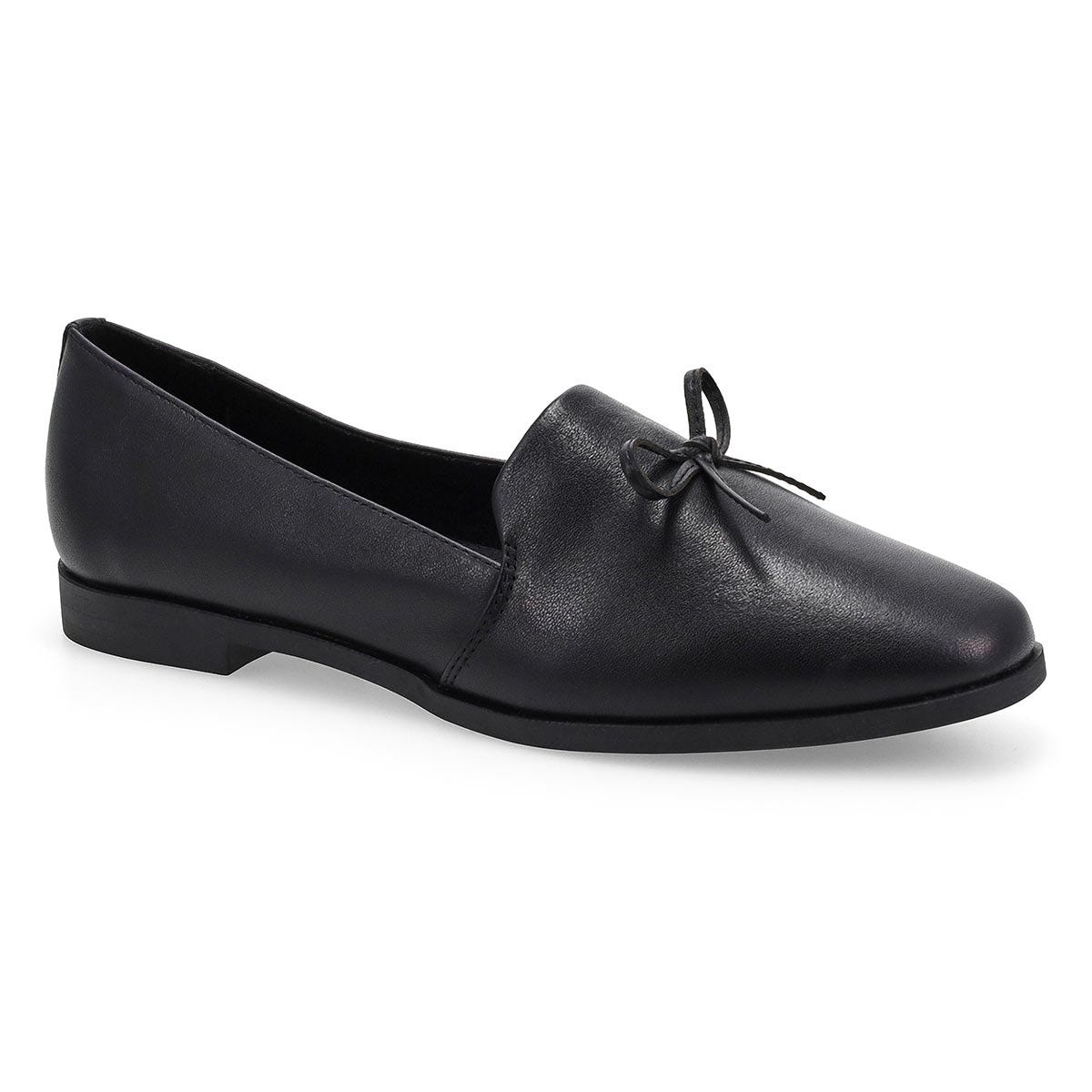 Women's Peyton Bow Leather Slip-On Flat - Black