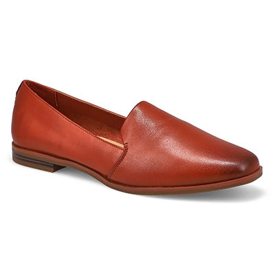 Lds Peyton Leather Slip On Flat - Cognac