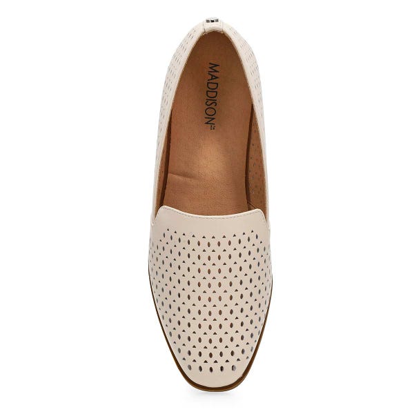 Flâneur en cuir PEYTON PERFORATED, crème, femmes