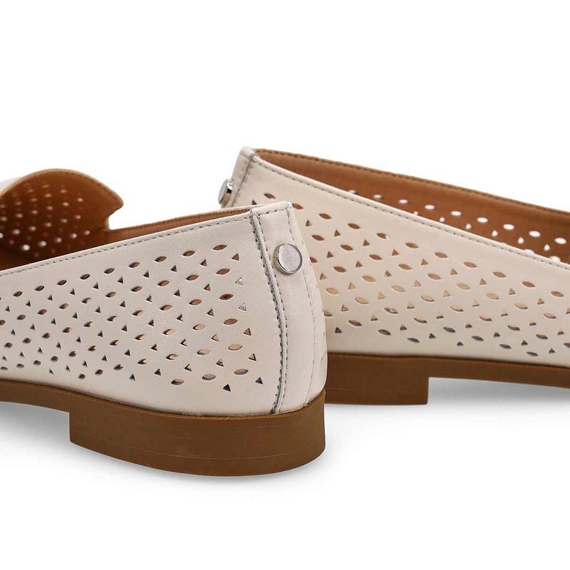 Flâneur en cuir PEYTON PERFORATED, crème, femmes