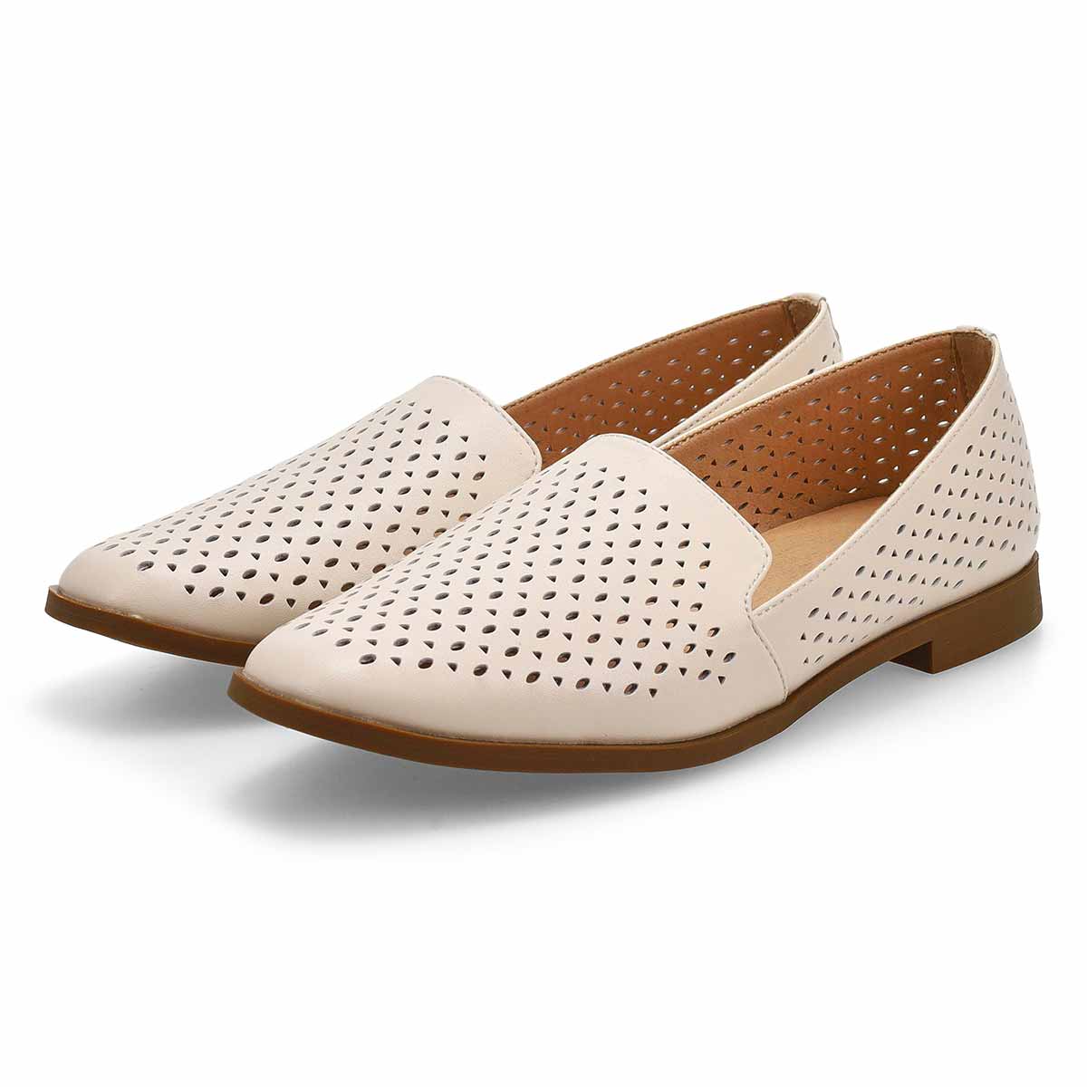 Flâneur en cuir PEYTON PERFORATED, crème, femmes