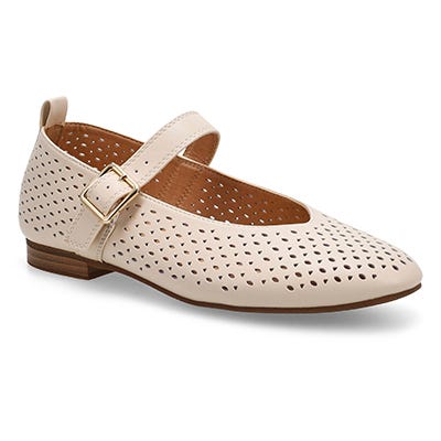Lds Piper Leather Mary Jane Shoe - Cream