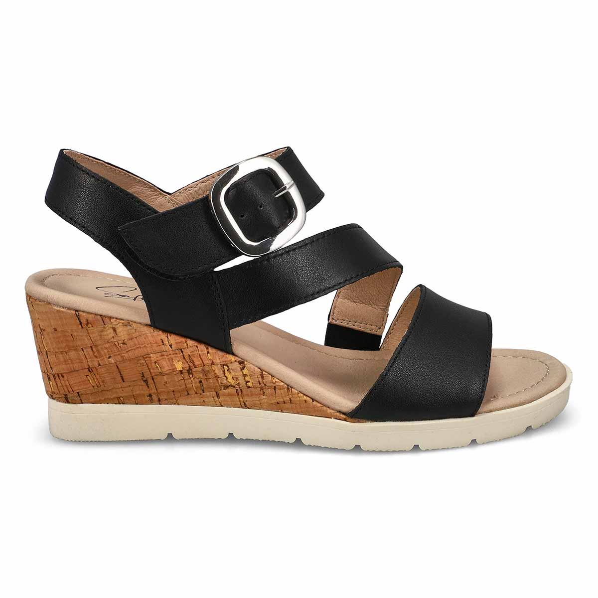 Sandale compensée en cuir PRINCESS 01, noir, femmes