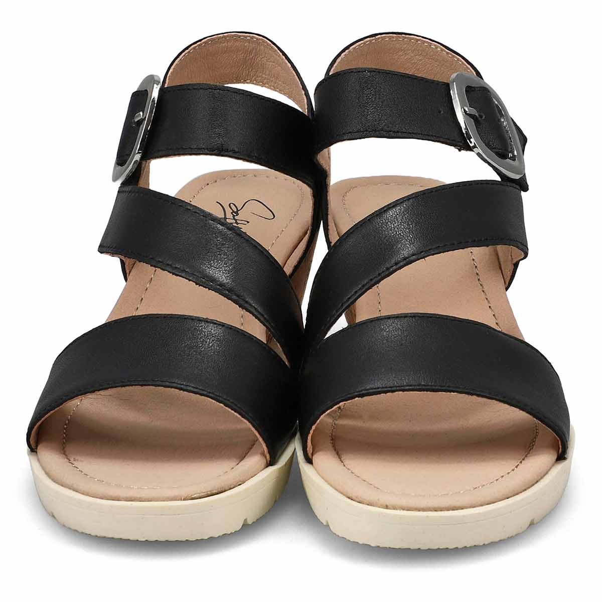Sandale compensée en cuir PRINCESS 01, noir, femmes