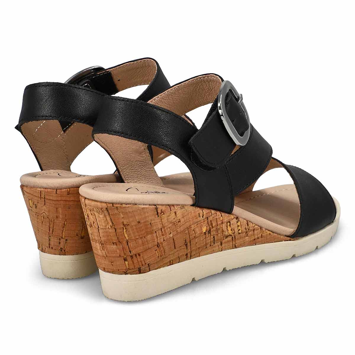 Sandale compensée en cuir PRINCESS 01, noir, femmes