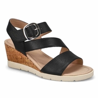 Sandale compensée en cuir PRINCESS 01, noir, femmes