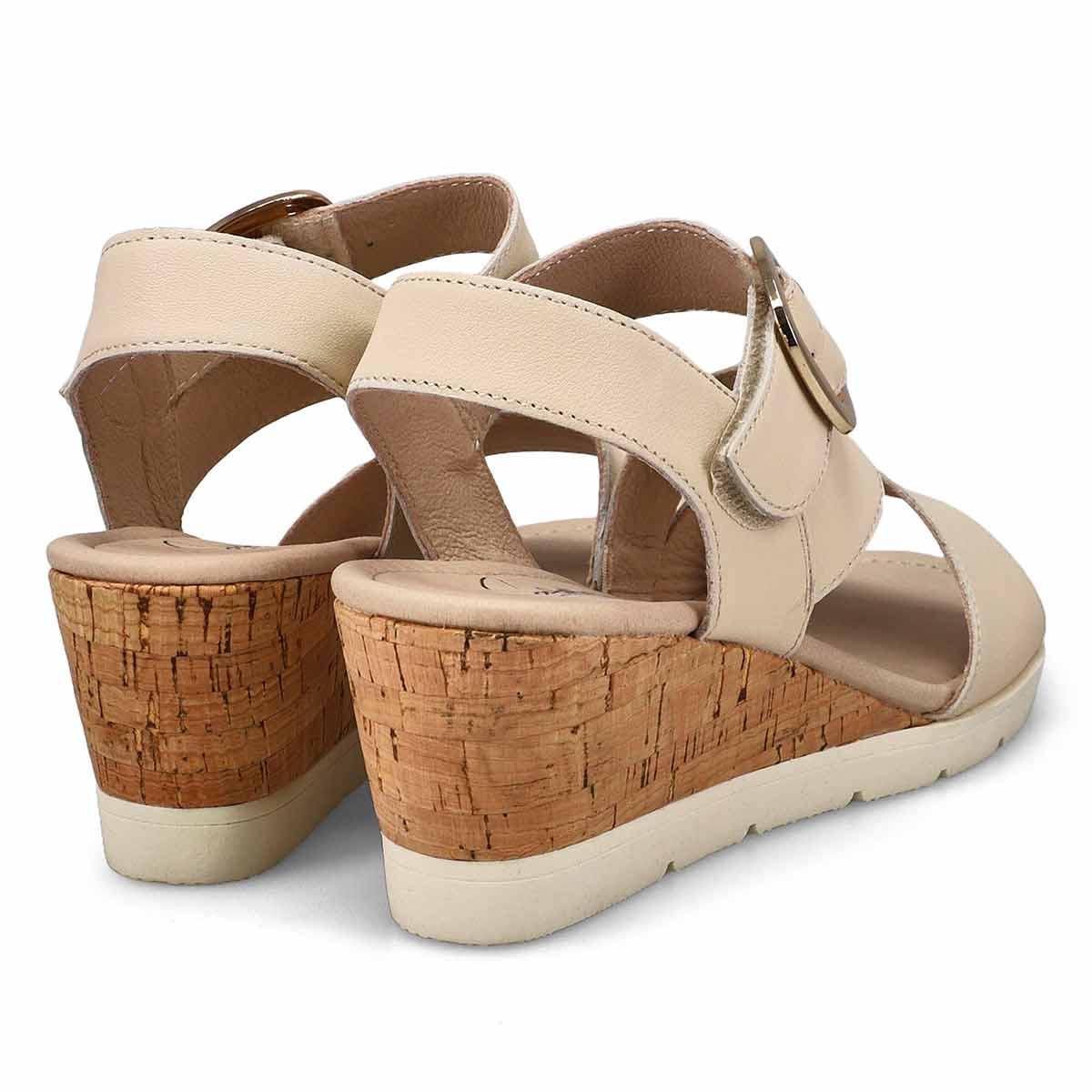 Sandale compensée en cuir PRINCESS 01, crème, femmes