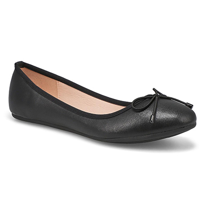 Lds Priscilla Leather Ballerina Flat - Black