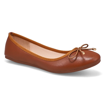 Lds Priscilla Leather Ballerina Flat - Brown