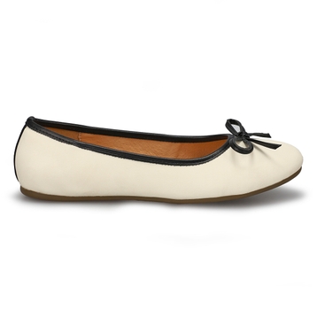 Women's Priscilla Leather Ballerina Flat - Egret