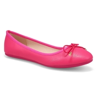 Women's Priscilla Leather Ballerina Flat - Fucshia