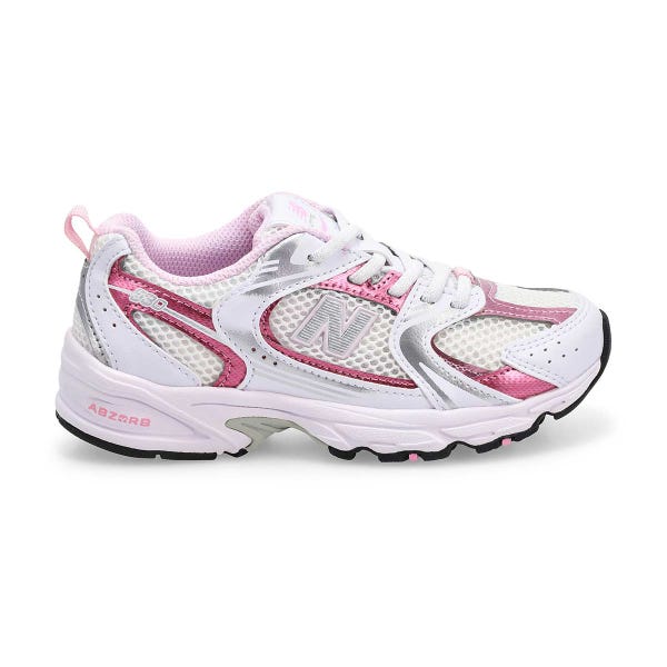 Espadrilles à enfiler 530 Bungee pour enfants - Blanc/Rose sucre