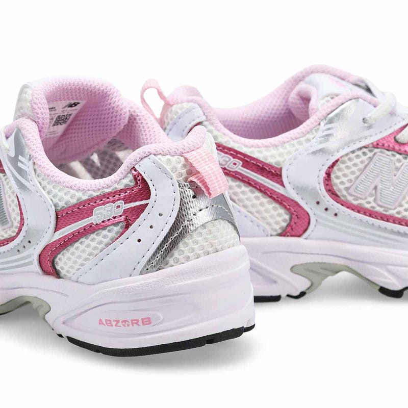 Espadrilles à enfiler 530 Bungee pour enfants - Blanc/Rose sucre