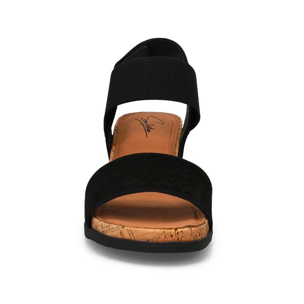 Women's  Queen 01 Leather Wedge Sandal - Black