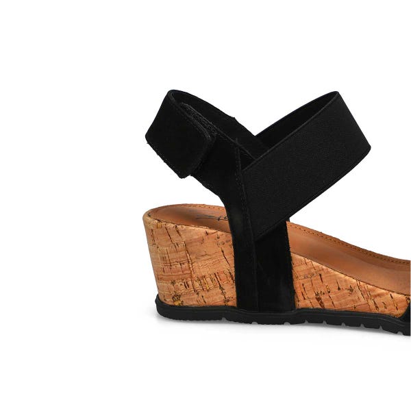 Women's  Queen 01 Leather Wedge Sandal - Black