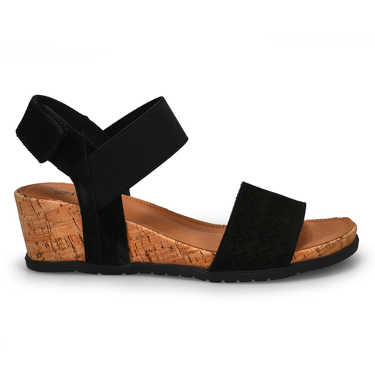 Sandale compensée en cuir QUEEN 01, noir, femmes