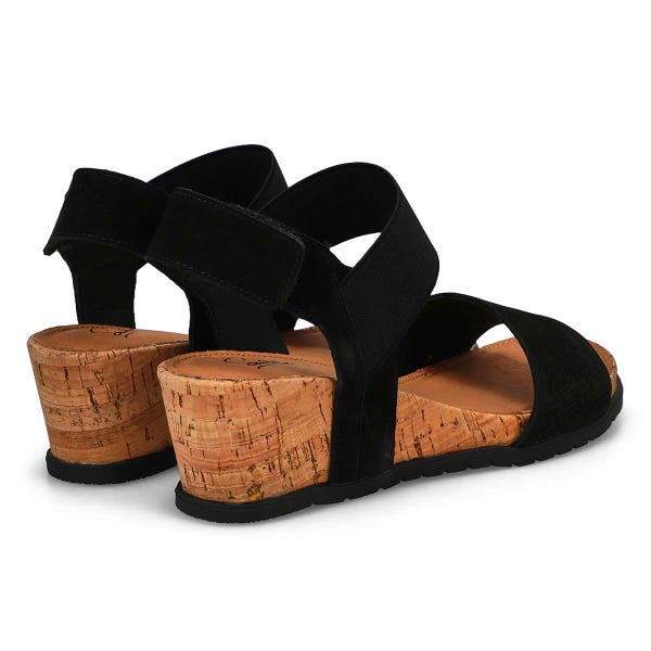 Women's  Queen 01 Leather Wedge Sandal - Black