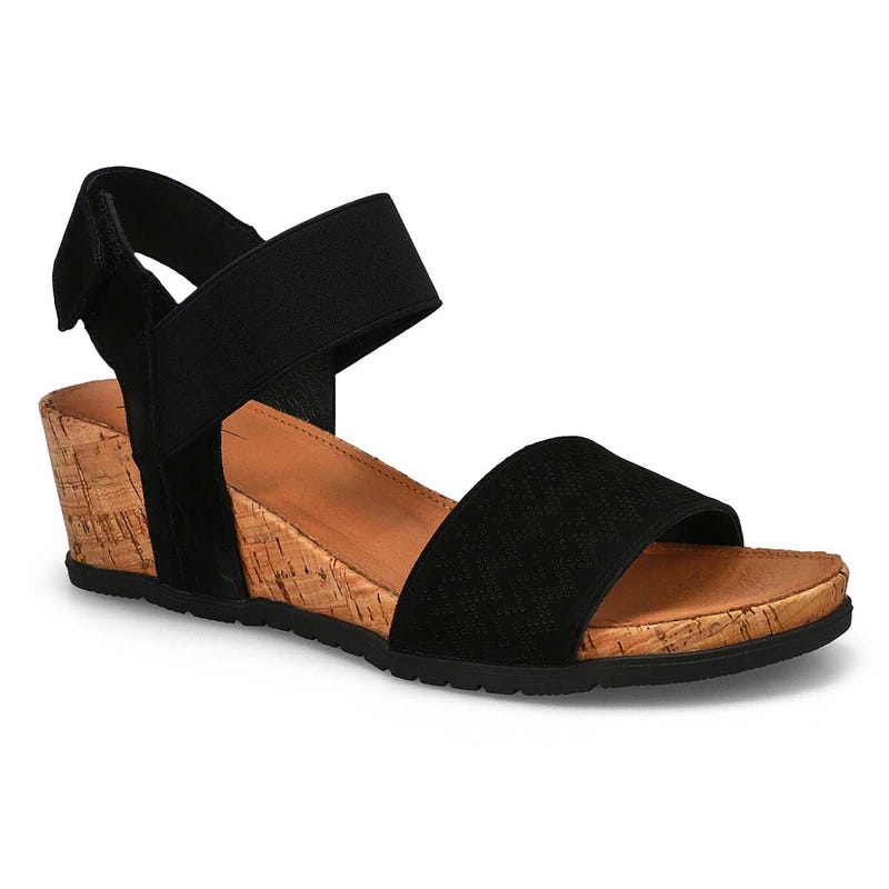 Women's  Queen 01 Leather Wedge Sandal - Black