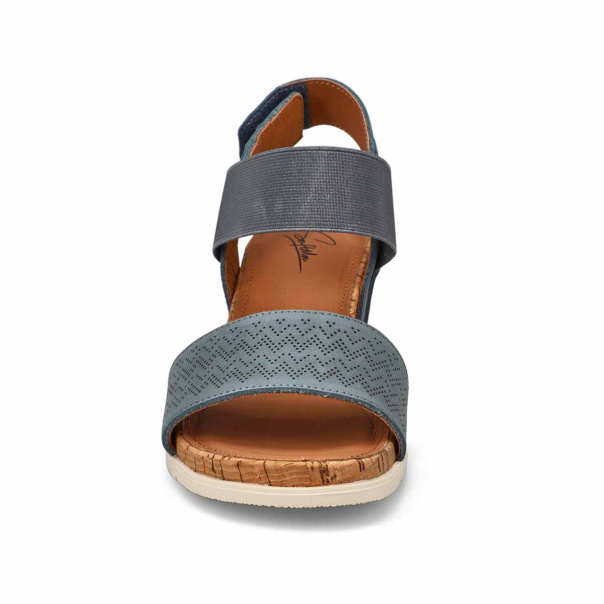 Sandale compensée en cuir QUEEN 01, bleu, femmes