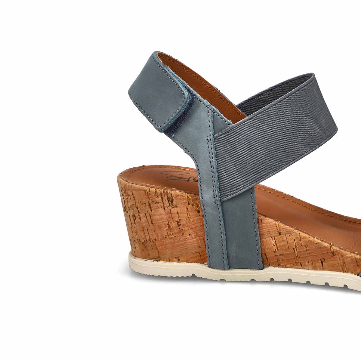 Sandale compensée en cuir QUEEN 01, bleu, femmes