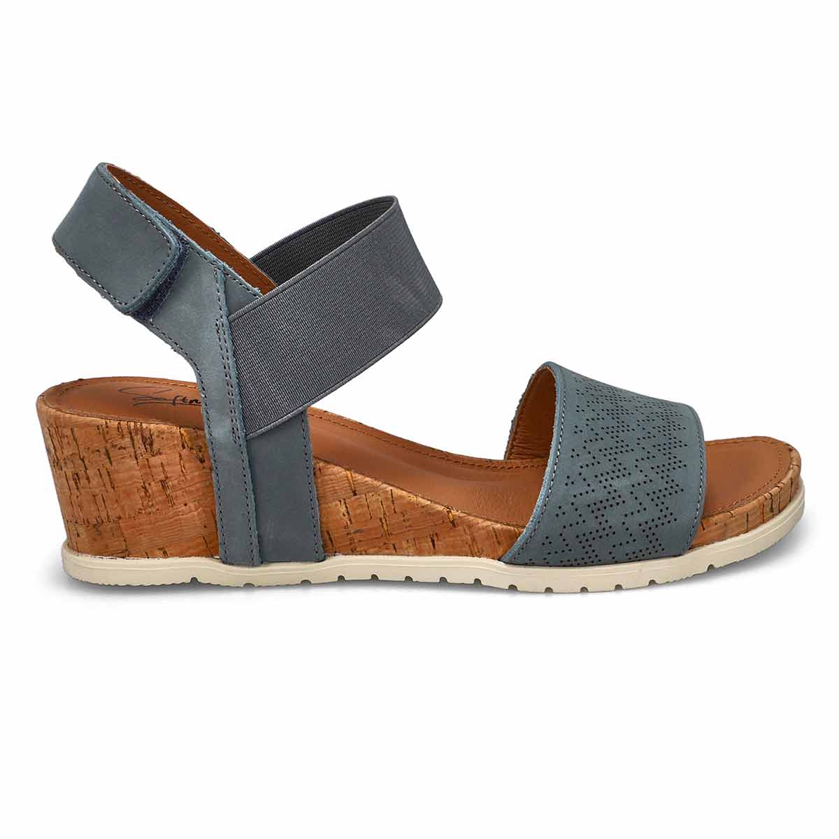 Sandale compensée en cuir QUEEN 01, bleu, femmes