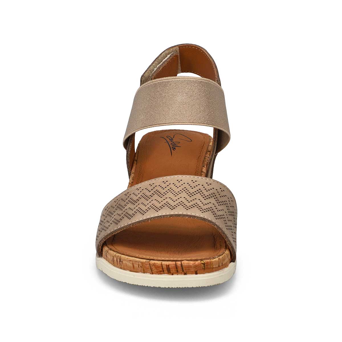 Sandale compensée en cuir QUEEN 01, taupe, femmes