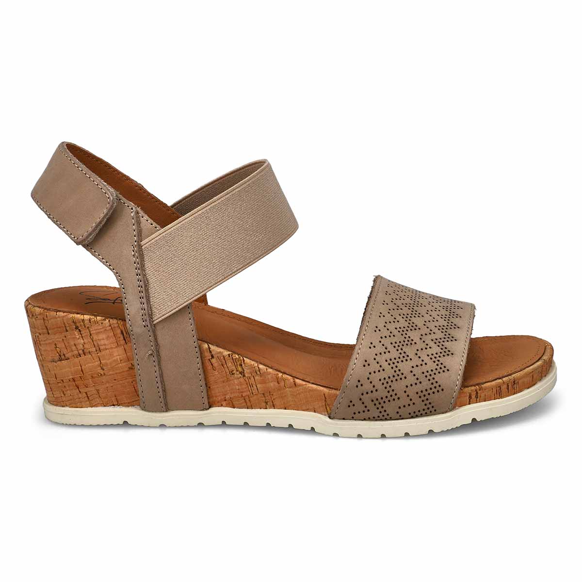 Sandale compensée en cuir QUEEN 01, taupe, femmes