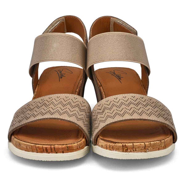 Women's Queen 01 Leather Wedge Sandal - Taupe