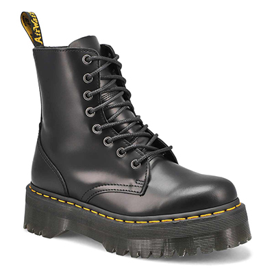 Lds Jadon 8-Eye Smooth Combat Boot - Black