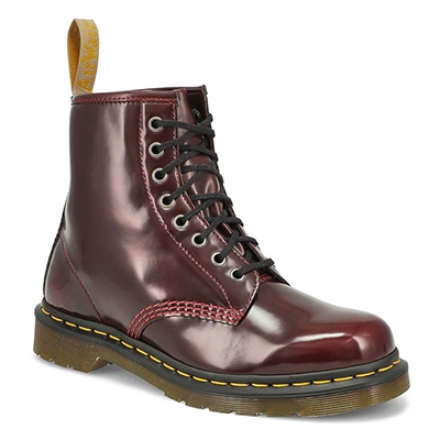 Lds Vegan 1460 8-Eye Smooth Combat Boot - Cherry Red