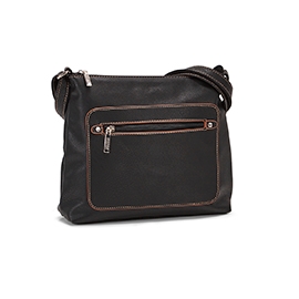 Lds Painted Edge Crossbody Bag - Black