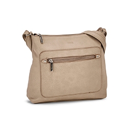Lds Painted Edge Crossbody Bag - Taupe
