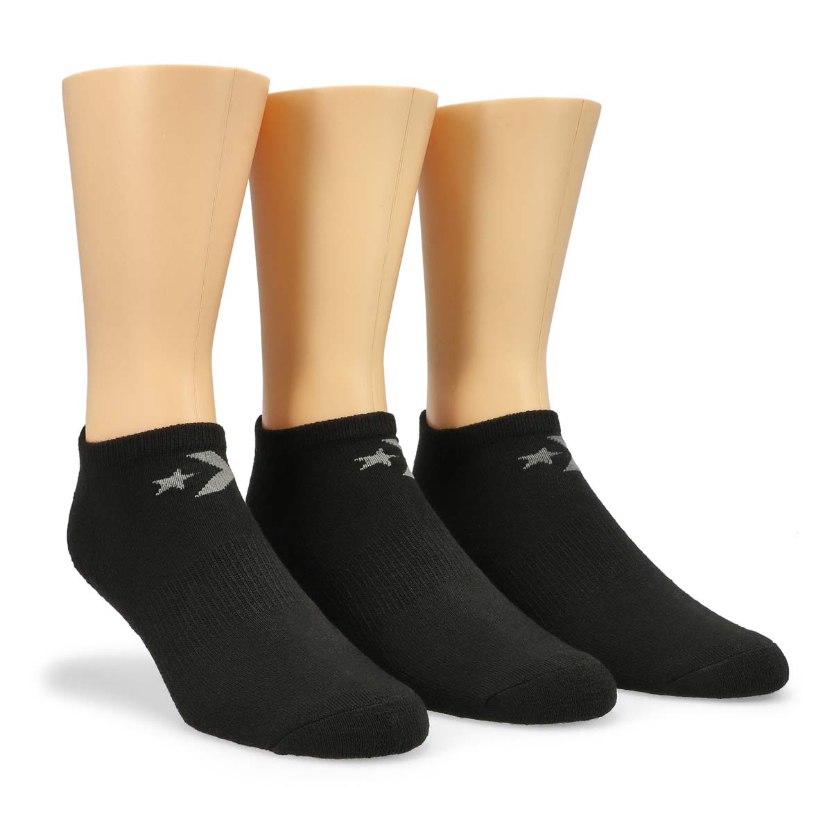 Men's Half Cushion No Show Sock 3 Pack - Black/Grey