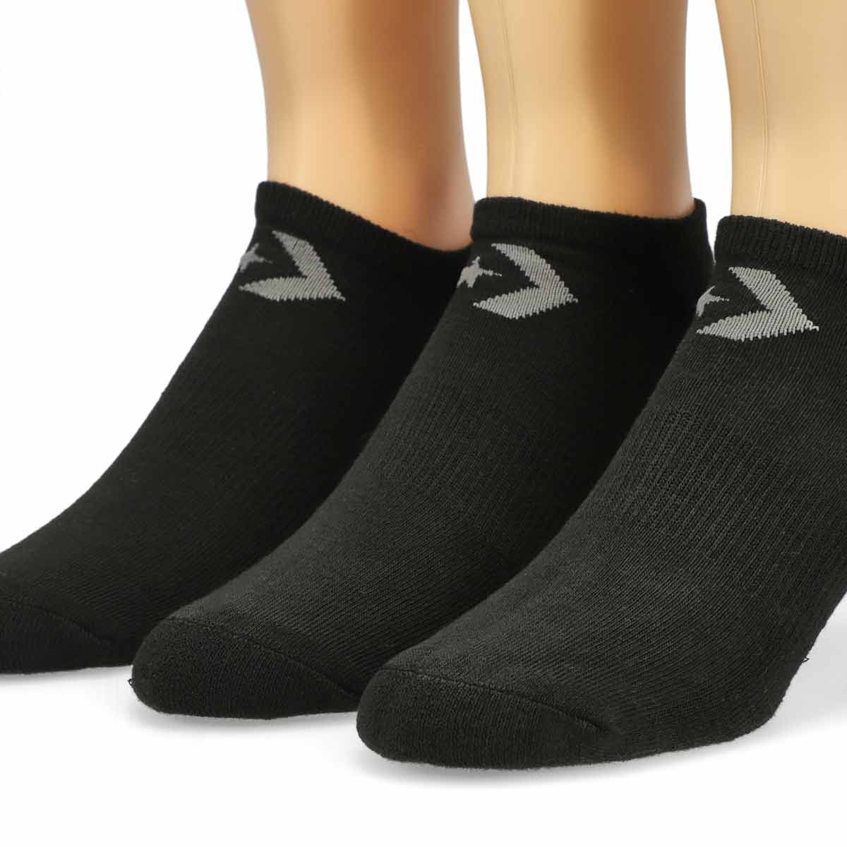 Men's Half Cushion No Show Sock 3 Pack - Black/Grey