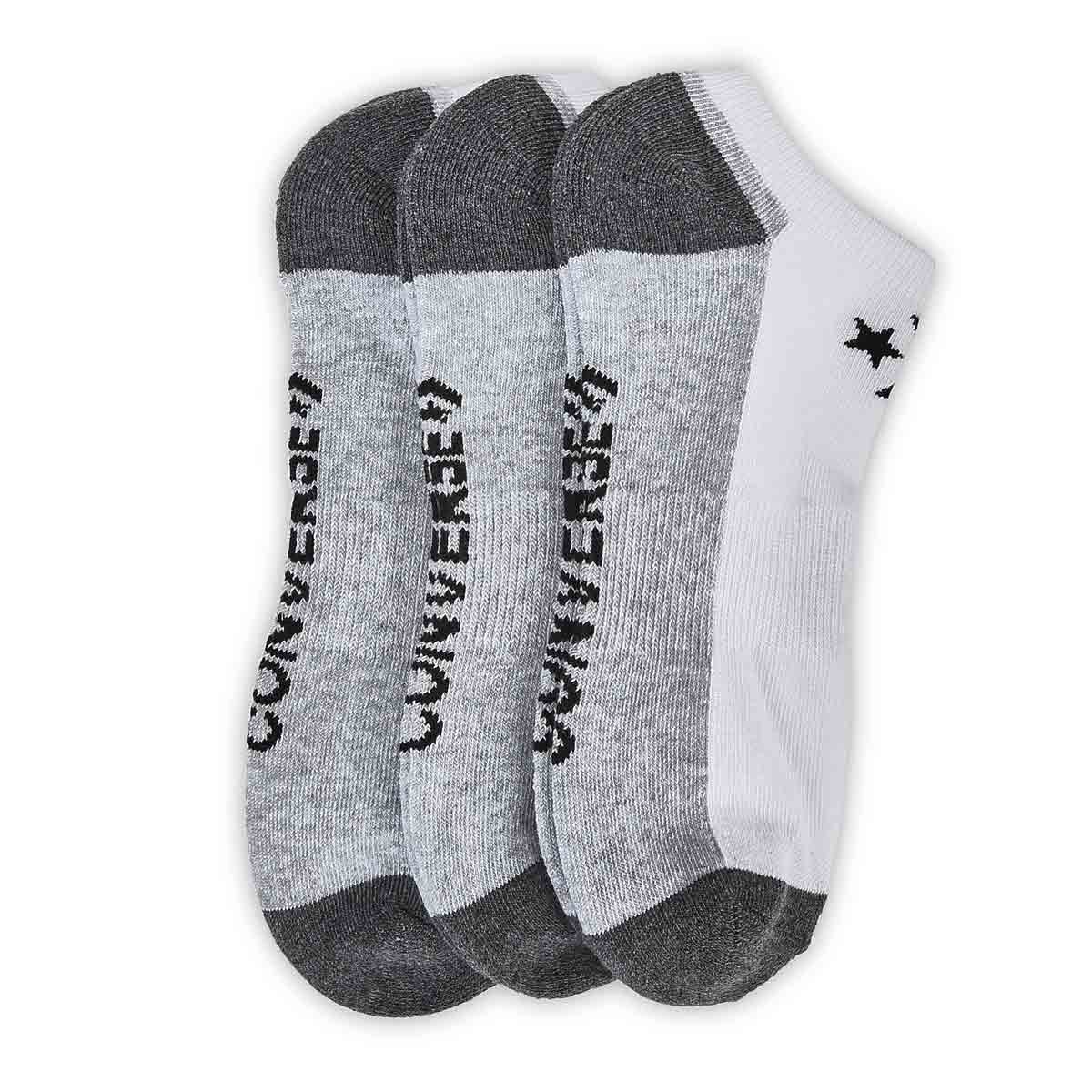 Socquettes invisibles CONVERSE blanc/gris, hom, 3p