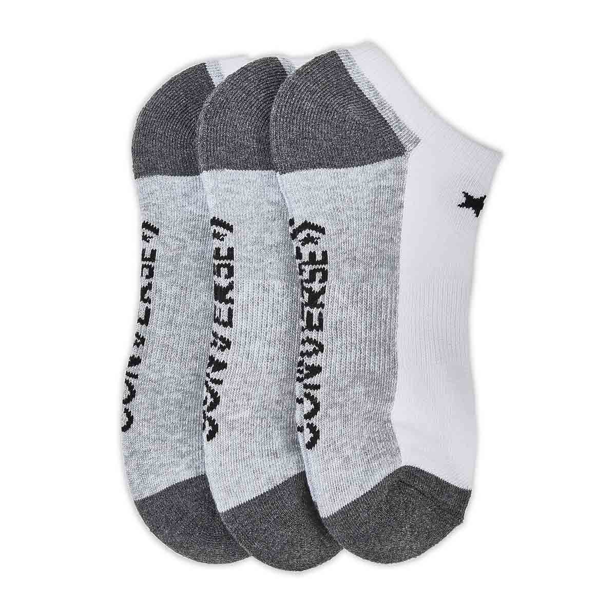 Women's Half Cushion No Show Sock 3 Pack - White/Grey